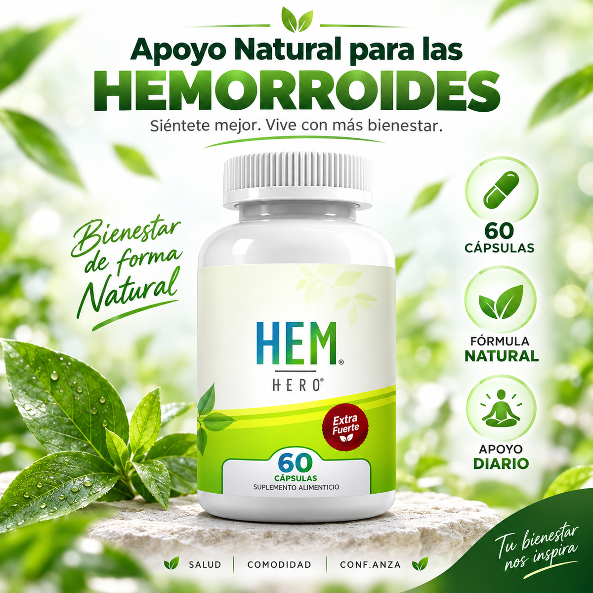 HEM HERO™ CAPSULAS PARA COMBATIR LA HEMORROIDES